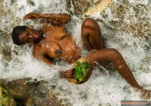 Nude-Haitian-Woman-in-the-Rapids